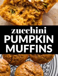 Pumpkin Zucchini Muffins are a perfect transitional treat from summer to fall: moist, tender, and absolutely packed with rich pumpkin spice flavor. These make a great breakfast or snack and even help you sneak in a little veggie besides.