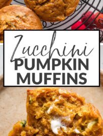 Pumpkin Zucchini Muffins are a perfect transitional treat from summer to fall: moist, tender, and absolutely packed with rich pumpkin spice flavor. These make a great breakfast or snack and even help you sneak in a little veggie besides.