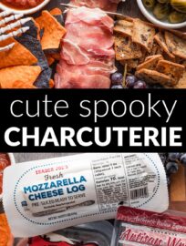 Make a slightly spooky Halloween-inspired cheese board for a pre-trick-or-treat snack everyone can enjoy. If you buy a few strategic items you can throw this together in no time and get some substance in everyone's belly before the sugar rush hits.