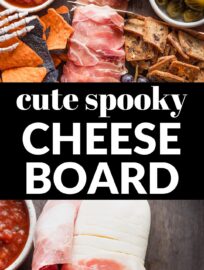 Make a slightly spooky Halloween-inspired cheese board for a pre-trick-or-treat snack everyone can enjoy. If you buy a few strategic items you can throw this together in no time and get some substance in everyone's belly before the sugar rush hits.