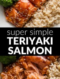 Teriyaki Salmon is one of my favorite ways to simplify a healthy and high-protein dinner, with a truly irresistible sauce, quick and hands-off method, and short ingredient list. Serve with rice, steamed veggies, or both for a fool-proof yet super satisfying meal.