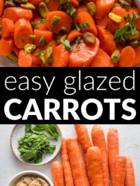 This Glazed Carrots recipe with pistachios, sea salt, and a hint of lemon juice is so simple and elegant all at once. I love this equally for a side dish on busy weeknights and for a vibrant addition to holiday menus. Add pomegranate arils for an extra sweet, colorful touch on a special occasion.