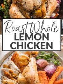 This recipe for a Whole Roast Chicken with veggies is delicious, simple, and so comforting. Roasting a whole chicken at home feels impressive but is surprisingly straightforward once you know what to do, and you can enjoy perfectly tender, juicy, lemon and herb-infused chicken every time.