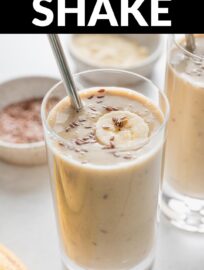 This Banana Protein Shake is satisfyingly creamy, easy to whip up, and tastes like a milkshake, but is made with just 4 simple ingredients and offers more than 20 grams of protein. It's also easy to make vegan and dairy-free. A post-workout must!