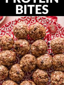 Quick, fun, and tasty, these Chocolate Strawberry Protein Bites are a great way to satisfy your sweet tooth while packing in a little extra nutrition. A simple mix of nut butter, oats, and protein powder forms the base, while a few mini chocolate chips and freeze-dried strawberries add the fun.
