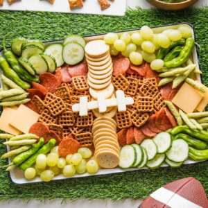 Football-inspired snack tray.