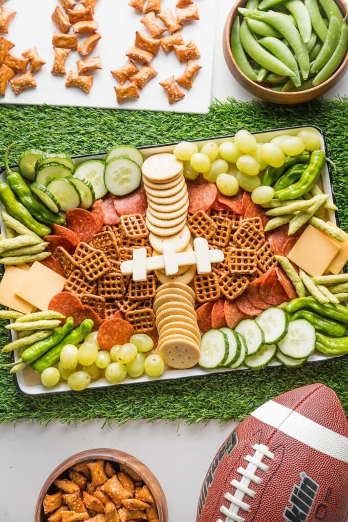 Football-inspired snack tray.