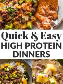 Use this collection of quick and easy high protein dinner ideas to conquer family meals without sacrificing your personal goals. These are among the tried and true recipes I count on regularly to keep everyone satisfied and my own nutrition on track.
