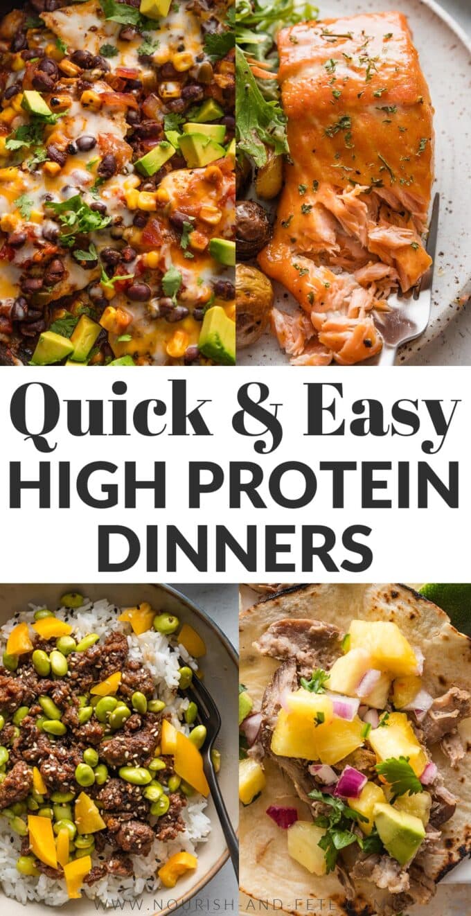 Use this collection of quick and easy high protein dinner ideas to conquer family meals without sacrificing your personal goals. These are among the tried and true recipes I count on regularly to keep everyone satisfied and my own nutrition on track.