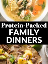 Use this collection of quick and easy high protein dinner ideas to conquer family meals without sacrificing your personal goals. These are among the tried and true recipes I count on regularly to keep everyone satisfied and my own nutrition on track.