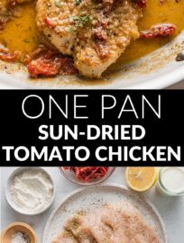 This bright Chicken in Sun Dried Tomato Cream Sauce has the bold flavors of garlic, Parmesan, oregano, and thyme all packed into a cozy dish. All done in one skillet and 30 minutes, it's delicious for family dinner, elegant enough for guests.