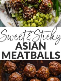 Tender, flavorful, and easy-to-make, these Asian-inspired Meatballs are extra delicious simmered in a sweet and sticky homemade pan sauce. Serve with rice, veggies, and toasted sesame seeds for a build-your-own bowl dinner.