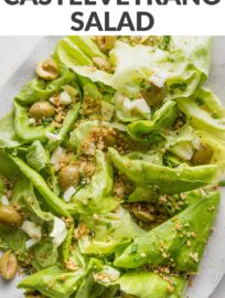 This Butter Lettuce Salad with Castelvetrano olives is simple yet elegant, perfect for dinner with friends or family. It also makes a great lunch paired with a bit of chicken, tuna, or another protein of choice.
