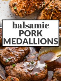 This easy recipe for balsamic pork medallions is so simple yet tastes really elevated! It's quick to make from convenient pork tenderloin, results in super tender meat, and has the most delicious pan sauce. Serve with any salad or veggie for a dinner that only tastes complex.