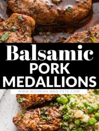 This easy recipe for balsamic pork medallions is so simple yet tastes really elevated! It's quick to make from convenient pork tenderloin, results in super tender meat, and has the most delicious pan sauce. Serve with any salad or veggie for a dinner that only tastes complex.