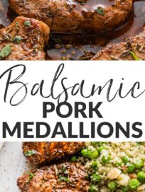 This easy recipe for balsamic pork medallions is so simple yet tastes really elevated! It's quick to make from convenient pork tenderloin, results in super tender meat, and has the most delicious pan sauce. Serve with any salad or veggie for a dinner that only tastes complex.