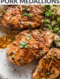 This easy recipe for balsamic pork medallions is so simple yet tastes really elevated! It's quick to make from convenient pork tenderloin, results in super tender meat, and has the most delicious pan sauce. Serve with any salad or veggie for a dinner that only tastes complex.