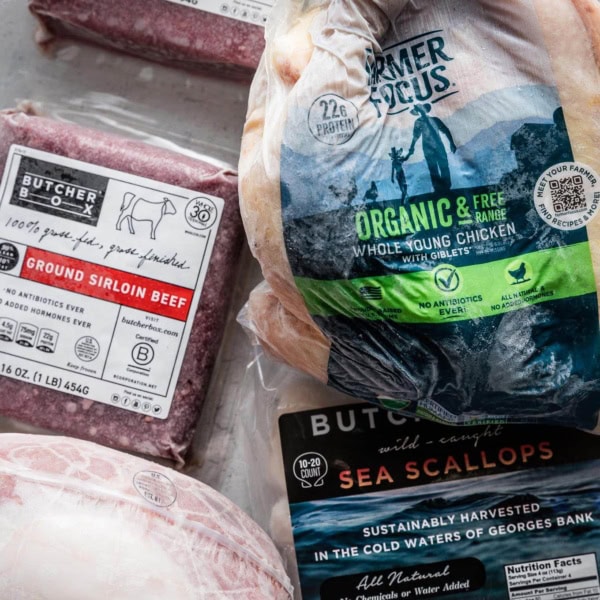 ButcherBox products as seen from overhead.