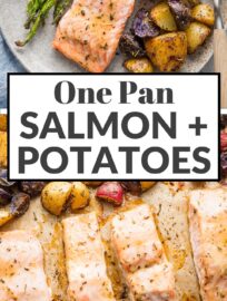 Simple to make, well-balanced, and full of flavor, this recipe for sheet pan salmon with potatoes proves that prepping real food can be quick and hassle-free. Crispy potatoes, tender asparagus, and glazed salmon filets all roast on one pan for a high-satisfaction, low-effort dinner.
