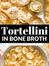 Simmering tortellini in bone broth is the low-key delicious hack you didn't know you needed. This is one of my go-to bowls when someone is recovering from a bug, or just needs something extra cozy and simple.