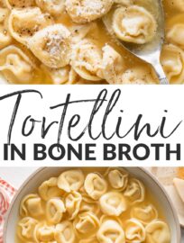 Simmering tortellini in bone broth is the low-key delicious hack you didn't know you needed. This is one of my go-to bowls when someone is recovering from a bug, or just needs something extra cozy and simple.