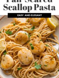 This simple recipe for pan-seared scallops with pasta is the perfect start if you feel uneasy about cooking scallops at home. It's got a buttery, garlicky, shallot-infused sauce, and step-by-step instructions to help you enjoy a restaurant-quality meal at home.