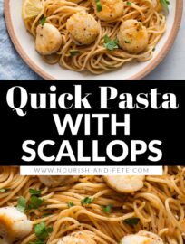 This simple recipe for pan-seared scallops with pasta is the perfect start if you feel uneasy about cooking scallops at home. It's got a buttery, garlicky, shallot-infused sauce, and step-by-step instructions to help you enjoy a restaurant-quality meal at home.