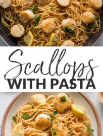 This simple recipe for pan-seared scallops with pasta is the perfect start if you feel uneasy about cooking scallops at home. It's got a buttery, garlicky, shallot-infused sauce, and step-by-step instructions to help you enjoy a restaurant-quality meal at home.