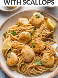 This simple recipe for pan-seared scallops with pasta is the perfect start if you feel uneasy about cooking scallops at home. It's got a buttery, garlicky, shallot-infused sauce, and step-by-step instructions to help you enjoy a restaurant-quality meal at home.