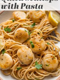 This simple recipe for pan-seared scallops with pasta is the perfect start if you feel uneasy about cooking scallops at home. It's got a buttery, garlicky, shallot-infused sauce, and step-by-step instructions to help you enjoy a restaurant-quality meal at home.