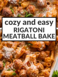 The ultimate cozy family dinner and easy solution on busy nights. We adore the tender pasta, juicy meatballs, and bubbling marinara sauce all tucked under a blanket of melted mozzarella and Parmesan. Round out dinner with a big salad and relax into the evening.