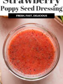 This homemade Strawberry Salad Dressing uses everyday ingredients for a blend that's as unfussy as it is beautiful. It's the dreamiest topping for a spinach strawberry or berry pecan salad, but can really elevate any batch of greens, day or night.