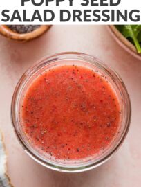 This homemade Strawberry Salad Dressing uses everyday ingredients for a blend that's as unfussy as it is beautiful. It's the dreamiest topping for a spinach strawberry or berry pecan salad, but can really elevate any batch of greens, day or night.
