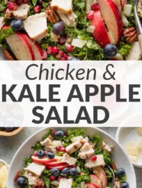 Kale salads with apple, chicken, and pecans are full of satisfying flavor and texture yet simple to make, including the easiest homemade dressing massaged into the greens. It's a favorite lunch salad here—always but especially in fall and winter, when apples shine.