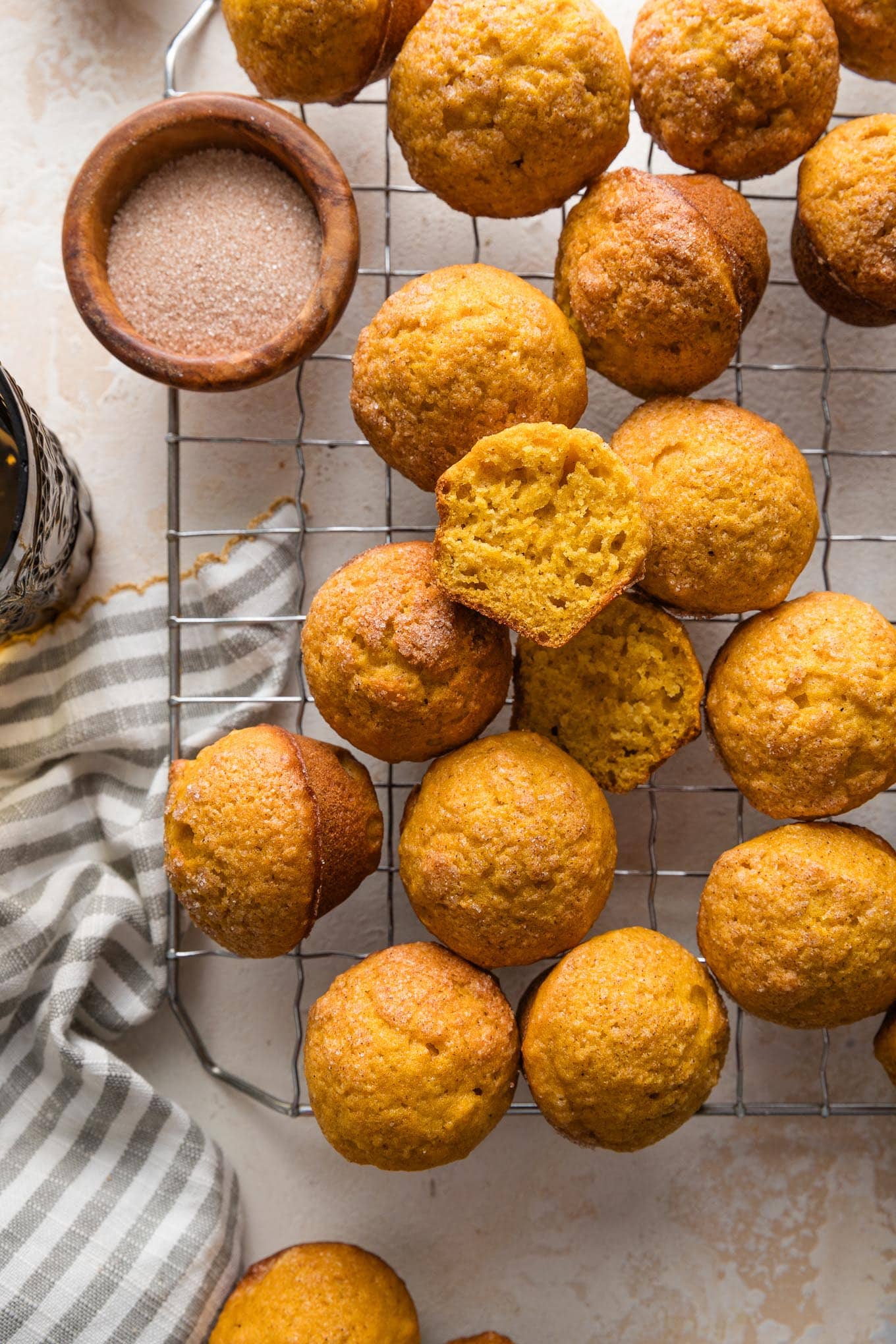 Mini Pumpkin Muffins with Cinnamon Sugar - Nourish and Fete