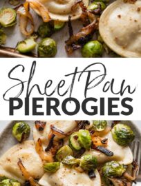 This recipe for sheet pan pierogies with Brussels sprouts and richly caramelized onions is the easiest way to upgrade the humble pillows of dough and cheese. Simple seasonings, crisp-tender veggies, and the simplicity of oven roasting are just what weeknights need.