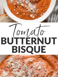 This creamy tomato butternut bisque is everything we love in a bowl of soup: it tastes rich and satisfying, yet every spoonful is packed full of vibrant vegetables. Just as important, it's quick and easy to make, with very little hands-on effort required. This is tomato soup, elevated, and a must try!