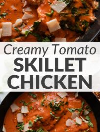 Chicken cutlets get the star treatment in no time with a luscious tomato cream sauce, Italian herbs, and wilted spinach tucked in for good measure. Count on this creamy tomato chicken skillet for a quick, satisfying meal you can enjoy any night of the week.