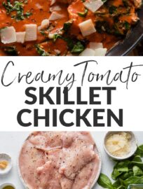 Chicken cutlets get the star treatment in no time with a luscious tomato cream sauce, Italian herbs, and wilted spinach tucked in for good measure. Count on this creamy tomato chicken skillet for a quick, satisfying meal you can enjoy any night of the week.