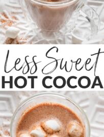 This spiced, less sweet homemade hot cocoa is easy to make with cocoa powder, vanilla, sea salt, and any milk that you like for a healthier version of the cold weather classic! It's aromatic, creamy, and ready in just 10 minutes for a treat everyone can enjoy.