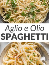 Spaghetti aglio e olio is the kind of simple meal that always tastes good and is always easy to make with the humblest of pantry staples. A traditional Italian recipe for garlic and oil pasta, this relies on a short list of everyday ingredients to produce pasta magic in 20 minutes flat.