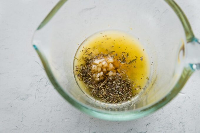 Melted butter with garlic, honey, and dried spices stirred in.