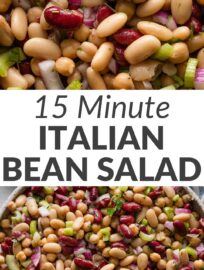 This cheery Italian bean salad is ultra-simple to make, with everyday ingredients and flavors that only improve with a few hours in the fridge. Creamy beans dreamily contrast crunchy red onion and celery, while an easy dressing renders every bite both tangy and sweet. It's truly perfect for all your BBQ, potluck, and breezy summer dining needs.