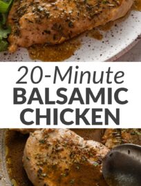 If you challenged me to produce a delicious main with just chicken breasts and pantry staples in 20 minutes, this balsamic skillet chicken is exactly what I would make. Elevate the everyday with this method that keeps every bite tender, plus a thoughtful pan sauce that incorporates layers of flavor without any fuss. Win that challenge in real life!