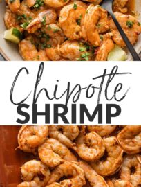 Oven-baked chipotle shrimp are smoky, tangy, and pack a kick thanks to the magic of adobo sauce mingled with a simple spice blend. While many similar recipes call for pan-fried shrimp, I find the oven method so great for reliably turning out plump shrimp with minimal effort, giving you a deliciously versatile and batch-friendly protein to tuck into tacos or pile into bowls with all the Tex-Mex toppings you love.