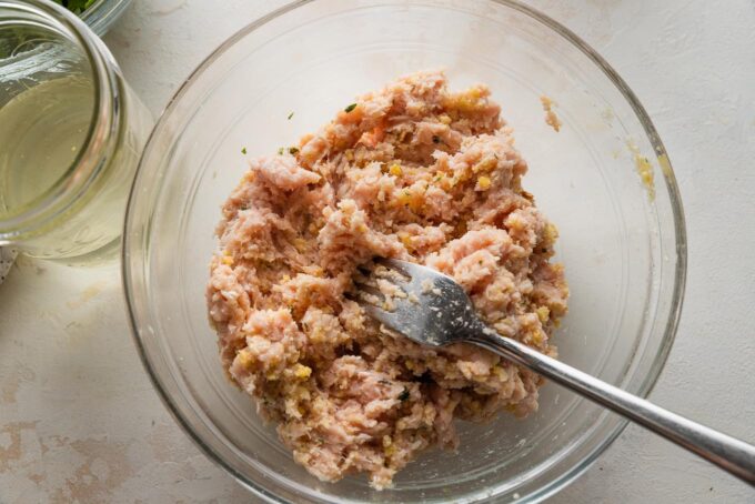 Chicken Florentine meatball mixture.