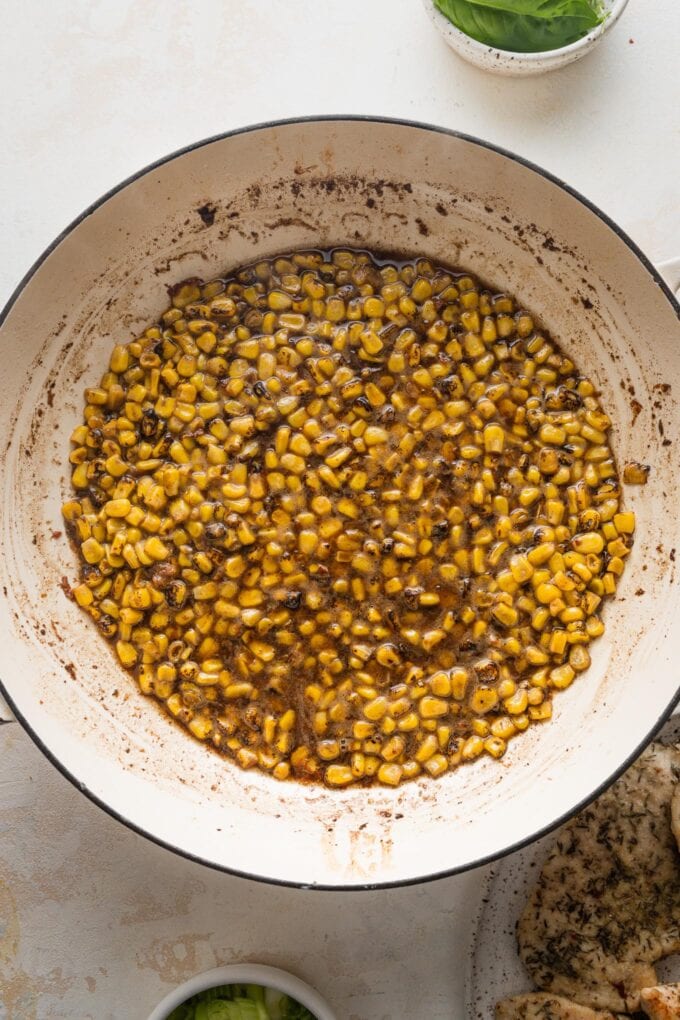 Corn pan-fried and in a quick brown butter sauce.