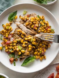 Chicken with Brown Butter Corn and Bacon