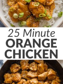 This Asian-inspired orange chicken recipe will have you serving dreamy bites of chicken that are tender inside, crisp on the edges, and coated in a bright homemade soy-citrus sauce. As an extra bonus, it's easier and quicker to make—about 25 minutes total—than many similar recipes, so you can count on it for a weeknight winner.