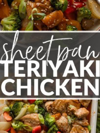 Choose this quick and easy teriyaki chicken sheet pan any time you need a weeknight winner! With tender bites of chicken and a rainbow of oven-roasted veggies, it stays especially kid-friendly with a sweet and savory homemade teriyaki glaze. It's the type of meal that can entice even littles who may need coaxing, but delicious enough that you'll want the leftovers for your own lunch, too!